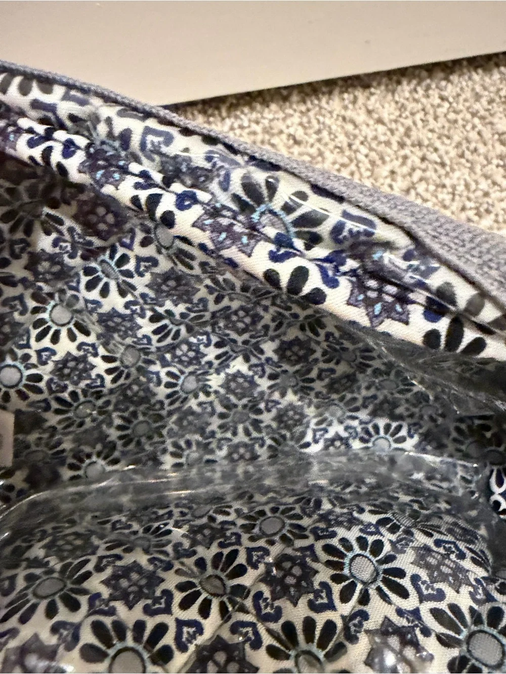 Vera Bradley Quilted Floral Cosmetic Pouch - Gray/Black